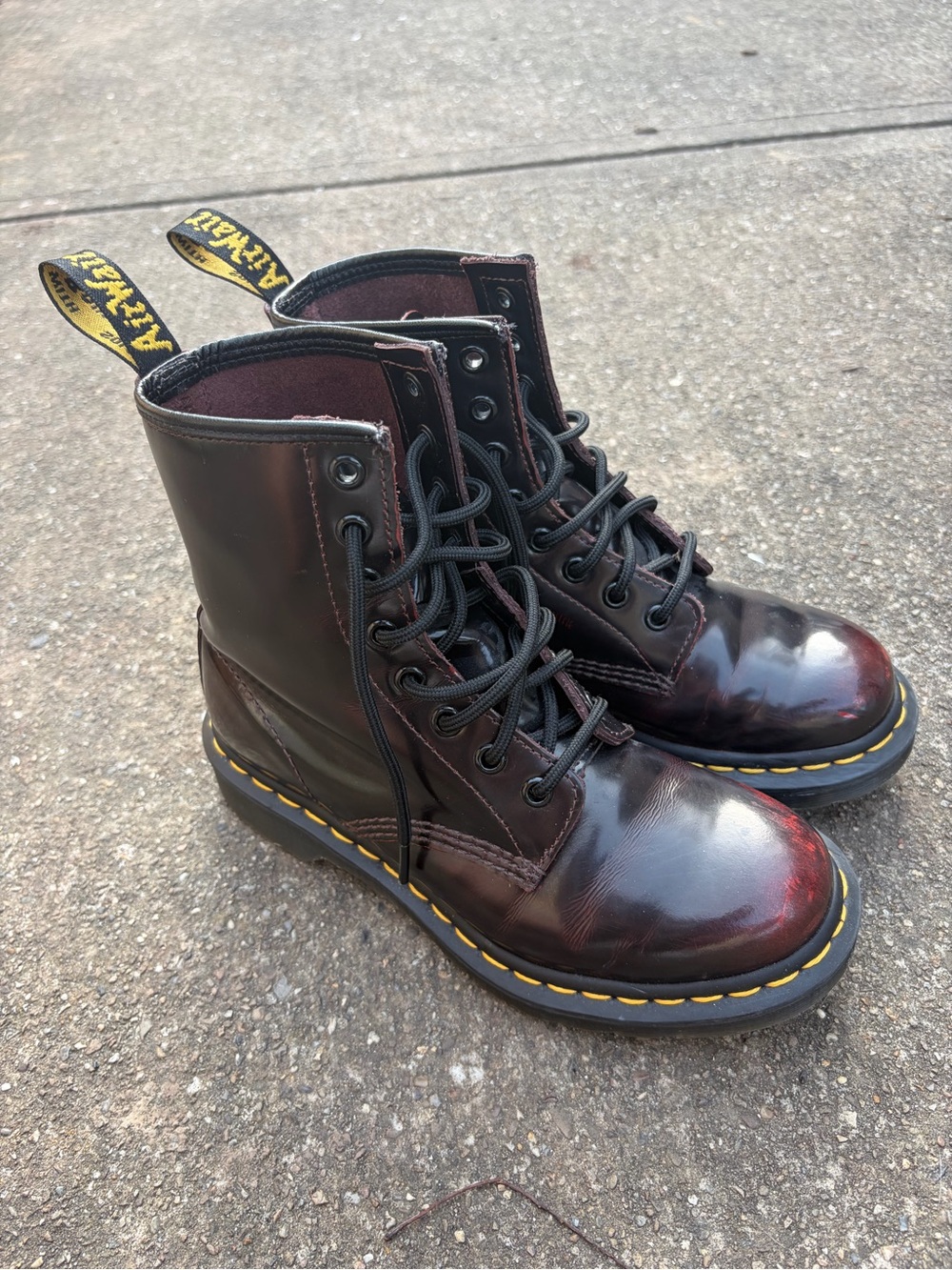 Women’s Lace-Up Combat Boots - Dark Cherry